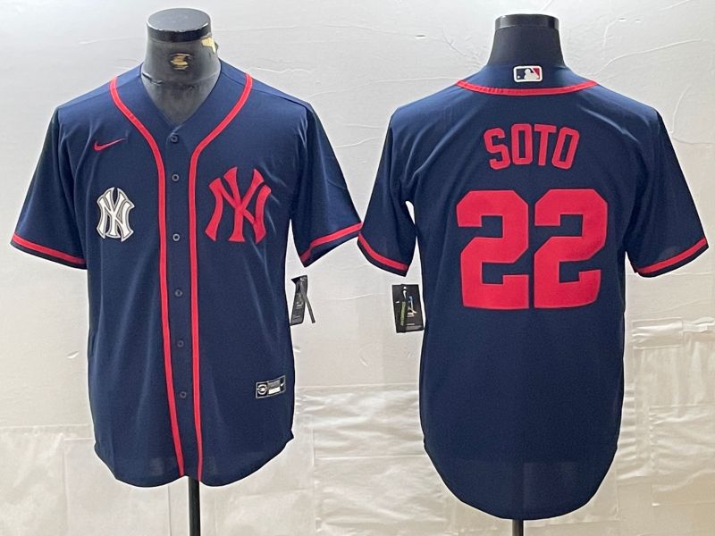 Men New York Yankees #22 Soto Blue Third generation joint name Nike 2024 MLB Jersey style 2->new york yankees->MLB Jersey